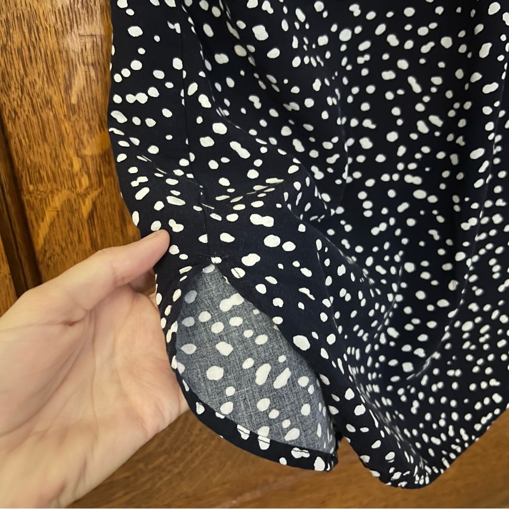 J. Crew Mercantile Women’s Top XXS Navy Polka Dot Dainty Cap Ruffle Button Down - Picture 8 of 8